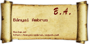 Bányai Ambrus névjegykártya